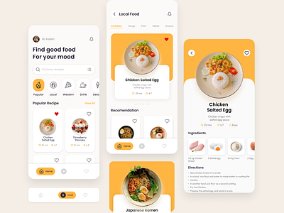 Foodies - Food Recipe App chef cook cooking design eat explore food menu mobile product receipt recipe soup ui