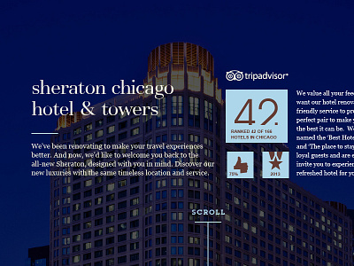 Sheraton Chicago Renovations - Welcome award booking chicago hotel overlay parallax photo renovation serif sheraton starwood trip advisor