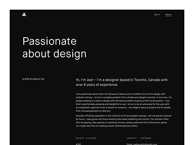 Portfolio 2021 - About Page about clean interactive designer maison neue portfolio product designer