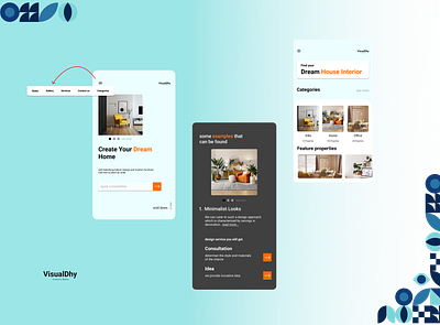 Interior design service Mobile App user interface app branding graphic design illustration typography ui ux vector