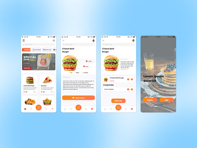 Online food app ui design app branding design graphic design mobile typography ui ux vector
