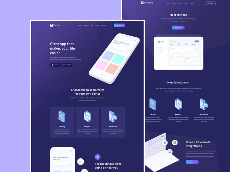 Techpro - App, Saas, Software & WebApp Landing Template by abdullah al ...