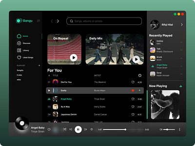 Dangu - Music Player UI Design app branding design graphic design illustration logo music typography ui vector web