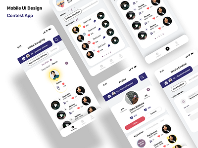 Contest App - Mobile App UI Design app branding contest create design graphic design illustration mobile screen ui uiux ux video vote