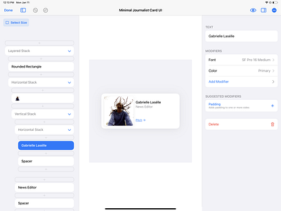 Minimal Journalist Card UI detailspro ios swiftui