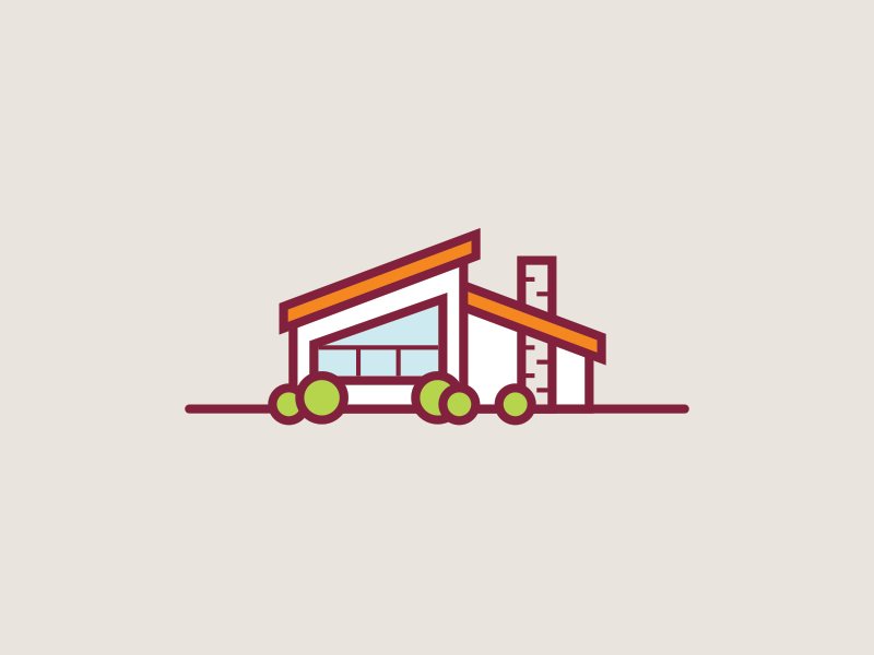 Mid-Century Modern House vector retro vintage dream house icon orange mid-century modern illustration building home house