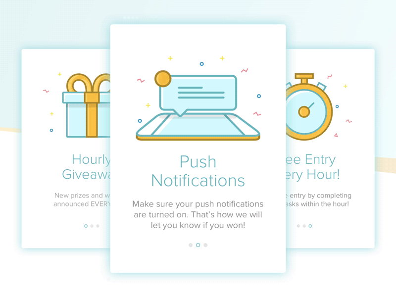 Onboarding Illustrations gift giveaway hour notifications onboarding phone present prize push stopwatch text