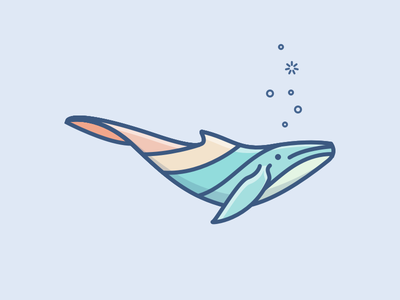 Whale Illustration animal bubbles colorful fin ocean underwater whale