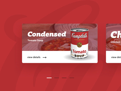 Campbell's Parallax Product Cards animation can chicken chunky food homestyle interaction pagination principle red sketch soup