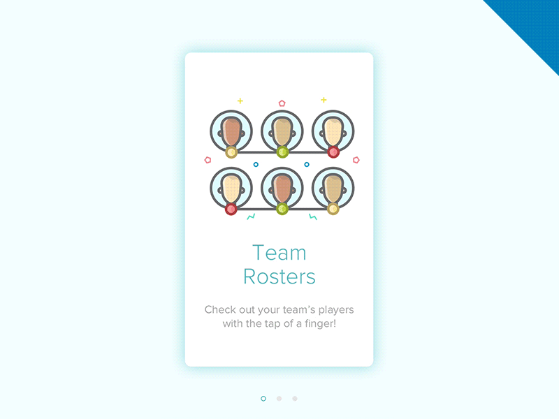 Team Roster & Player Page Onboarding Transitions animation fav favorite favs heart illustration players principle roster sports team transition
