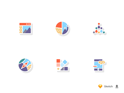 Colorful Icon Set analytics chart communication compass connections direction free freebie marketing phone swatch website