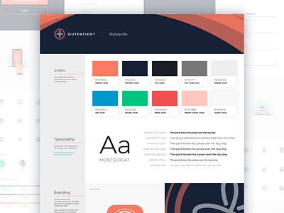 Outpatient Styleguide app brand care caregiving champion color family guide health hospital iconography icons illustrations medical outpatient style styleguide typography ui variables
