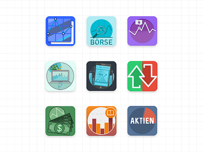 Trading app icons aktien borse broker figma icon investment stock market trading app