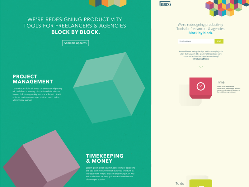 Blocks landing page ideas blocks logo branding colour landing page