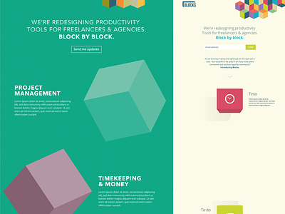 Blocks landing page ideas blocks branding colour landing page logo