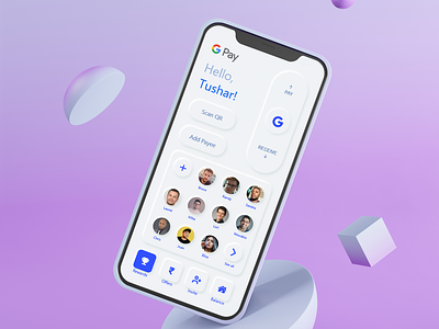 Google Pay (neumorphic style) app branding design ui ux