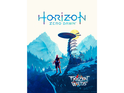 Horizon Zero Dawn - The Frozen Wilds aloy art digital art digital illustration gaming horizon zero dawn hzd illustration limited colour palette limited colours poster