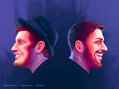 Patrick Stump and Andy Hurley of Fall Out Boy andy hurley art detail digital art digital illustration fall out boy fob illustration patrick stump portrait portrait art portrait illustration portrait painting portraits