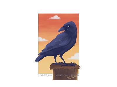 Raven animal art bird childrens cute digital art digital illustration illustration kidlit limited colour palette limited colours raven six animal challenge six animals whimsical