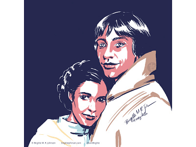 Skywalker twins art digital art digital illustration empire strikes back illustration limited colour palette limited colours luke skywalker portrait portrait illustration portraits princess leia star wars