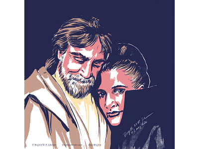 Skywalker twins art digital art digital illustration general leia illustration limited colour palette limited colours luke skywalker portrait portrait illustration portraits star wars the last jedi