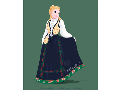 Sognebunad art bunad digital art digital illustration fashion fashion illustration illustration limited colour palette limited colours norway norwegian folk costume norwegian national costume traditional