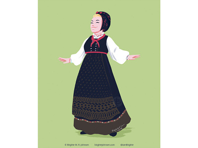 Skjælingsdrakt art bunad digital art digital illustration fashion fashion illustration illustration limited colour palette limited colours norway norwegian folk costume traditional