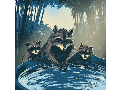 Raccoons animal art cute digital art digital illustration huely huely challenge huely2020 illustration limited colour palette limited colours raccoon raccoons