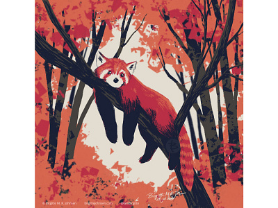 Red panda animal art autumn autumn leaves cute digital art digital illustration huely huely challenge huely2020 illustration limited colour palette limited colours red panda relaxing