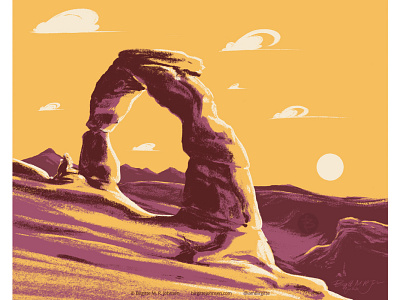 Delicate Arch - Arches national park art desert digital art digital illustration huely huely 2021 huely challenge huely2021 illustration landscape landscape painting limited colour palette limited colours national park us national park warm toned