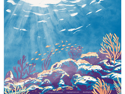 Biscayne national park art biscayne national park digital art digital illustration fish huely huely 2021 huely challenge huely2021 illustration landscape limited colour palette limited colours national park scenery sea life sea scape under water us national park