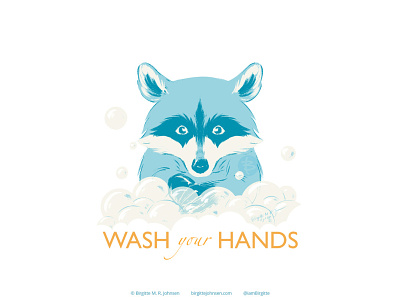 Raccoon - wash your hands animal art design digital art digital illustration huely huely 2021 huely challenge huely2021 illustration limited colour palette limited colours raccoon wash your hands