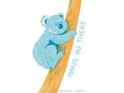 Koala - Hang in there animal art childrens cute design digital art digital illustration huely huely 2021 huely challenge huely2021 illustration kidlit koala limited colour palette limited colours motivational