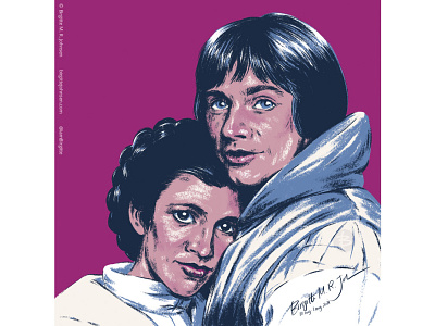 Luke Skywalker and Princess Leia art carrie fisher digital art digital illustration empire strikes back fan art huely huely 2021 huely challenge huely2021 illustration limited colour palette limited colours luke skywalker mark hamill portrait portraiture princess leia star wars the empire strikes back