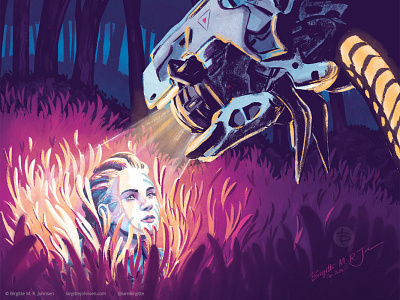 Aloy and Watcher aloy art close up digital art digital illustration fan art fanart gaming guerrilla guerrilla games horizon horizon zero dawn hzd illustration limited colour palette limited colours watcher