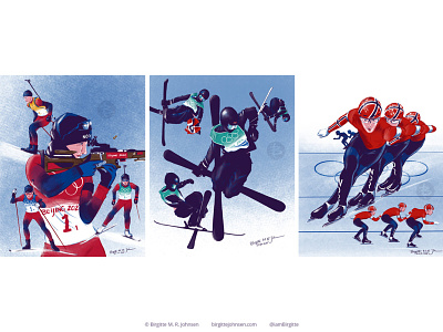 Norwegian 2022 Winter Olympians and gold medalists art digital art digital illustration illustration limited colour palette limited colours olympics portrait sports winter sport