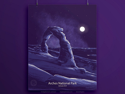 Delicate Arch - Arches National Park at night - poster