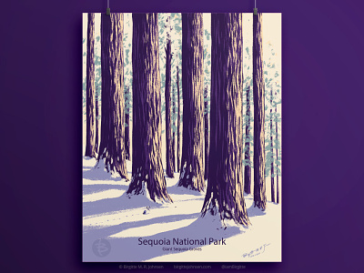 Sequoia National Park poster design digital art digital illustration illustration landscape limited colour palette limited colours national park poster poster design scenery us national park
