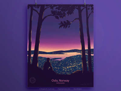 View of Oslo design destination digital illustration illustration landscape limited colour palette limited colours poster poster design scenery
