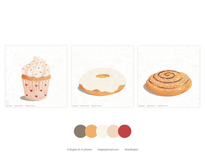 Cute baked goods cute digital illustration food food illustration huely huely 2022 huely challenge illustration kidlit limited colour palette limited colours