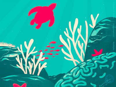 Underwater art digital art digital illustration illustration limited colour palette limited colours underwater