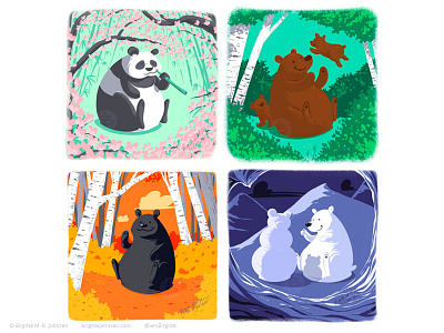 Bear Seasons art bears childrens illustration creatures digital art digital illustration illustration kidlit kidlitart seasonal seasons