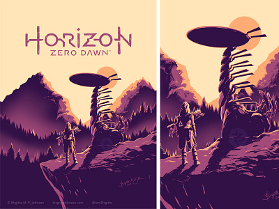 Horizon Zero Dawn poster and details aloy art digital art digital illustration gaming horizon zero dawn illustration limited colour palette limited colours poster