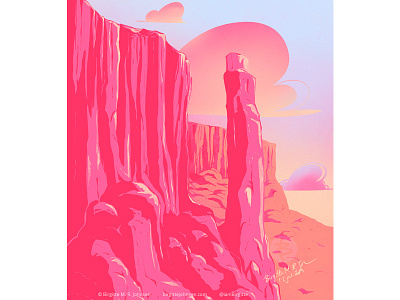 Pink canyon art digital art digital illustration illustration limited colour palette limited colours