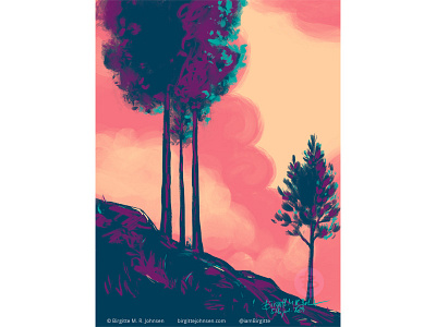 View from the mountain art digital art digital illustration illustration limited colour palette limited colours