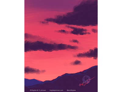 Sunset over the mountains art digital art digital illustration illustration limited colour palette limited colours nature