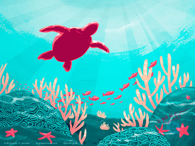 Underwater animal art digital art digital illustration illustration limited colour palette limited colours nature nature illustration