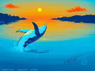 Whale art digital art digital illustration illustration limited colour palette limited colours nature whale