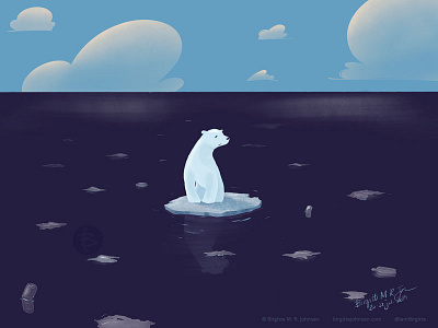 Lonely Polar Bear art climate climate change digital art digital illustration globalwarming illustration limited colour palette limited colours littering littering awarness nature nature illustration