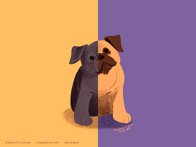 Pug animal art digital art digital illustration dog dog illustration doggust doggust2019 illustration limited colour palette limited colours